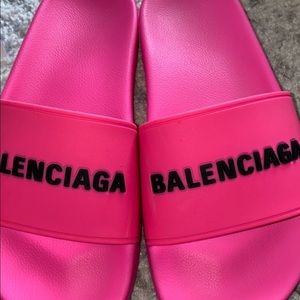 BALENCIAGA Neon Pink Poolslides 6 💗